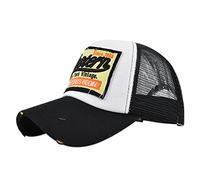 YULOONG Casquette de Baseball Demi - Maille Rétro Brodée Western Washed Denim Chapeau de Camion Chapeau de Soleil en Coton Unisexe Réglable