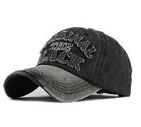 YULOONG Casquette de Baseball pour Hommes Vintage Broderie Black Washed Denim Casquette de Camion pour Femmes 100% Coton Bonnet de Soleil Taille Réglable
