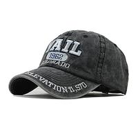 YULOONG Casquette de Baseball pour Hommes Vintage Broderie Vail Washed Denim Casquette de Camion pour Femmes 100% Coton Bonnet de Soleil Taille Réglable