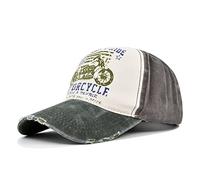 YULOONG Casquette de Baseball Vintage Denim Lavés Casquette de Camion Moto Imprimé Chapeau de Soleil Extérieur 100% Coton Hommes Femmes E