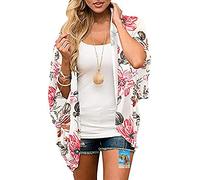 YULOONG femmes couverture en mousseline de soie imprimé floral Kimono lâche châle Cardigan Boho été décontracté Blouse haut Sexy plage maillots de bain Capes