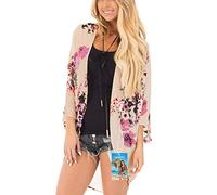 YULOONG femmes couverture en mousseline de soie imprimé floral Kimono lâche châle Cardigan Boho été décontracté Blouse haut Sexy plage maillots de bain Capes