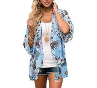 YULOONG femmes couverture en mousseline de soie imprimé floral Kimono lâche châle Cardigan Boho été décontracté Blouse haut Sexy plage maillots de bain Capes