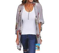YULOONG femmes couverture en mousseline de soie imprimé floral Kimono lâche châle Cardigan Boho été décontracté Blouse haut Sexy plage maillots de bain Capes
