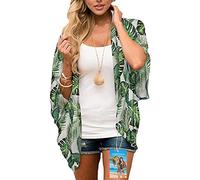 YULOONG femmes couverture en mousseline de soie imprimé floral Kimono lâche châle Cardigan Boho été décontracté Blouse haut Sexy plage maillots de bain Capes