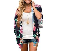 YULOONG femmes couverture en mousseline de soie imprimé floral Kimono lâche châle Cardigan Boho été décontracté Blouse haut Sexy plage maillots de bain Capes