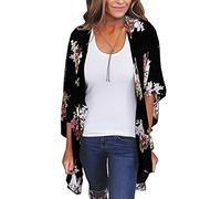 YULOONG femmes couverture en mousseline de soie imprimé floral Kimono lâche châle Cardigan Boho été décontracté Blouse haut Sexy plage maillots de bain Capes