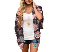 YULOONG femmes couverture en mousseline de soie imprimé floral Kimono lâche châle Cardigan Boho été décontracté Blouse haut Sexy plage maillots de bain Capes