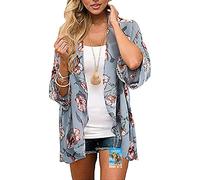 YULOONG femmes couverture en mousseline de soie imprimé floral Kimono lâche châle Cardigan Boho été décontracté Blouse haut Sexy plage maillots de bain Capes