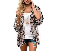 YULOONG femmes couverture en mousseline de soie imprimé floral Kimono lâche châle Cardigan Boho été décontracté Blouse haut Sexy plage maillots de bain Capes