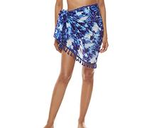 YULOONG Femmes Plage Wrap Jupes Court Tablier À Franges Sarong en Mousseline De Soie Maillots De Bain Cover Ups Sexy Bikini Wrap