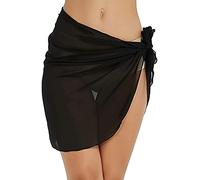 YULOONG Femmes Plage Wrap Jupes Court Tablier À Franges Sarong en Mousseline De Soie Maillots De Bain Cover Ups Sexy Bikini Wrap