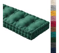 Yuly Coussin de Banc, Épaisseur 10 cm, Coussins en Velours avec Poignée pour Banquette Fenêtre Interieur/Salon de Jardin Exterieur, Taille Personnalisée (Vert,120x40x10cm)