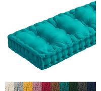 Yuly Coussin de Banc Interieur avec Poignée, Épaisseur 10 cm, Velours Coussin Banc pour Banquette Fenêtre, Interieur/Salon de Jardin Exterieur, Taille Personnalisée (Bleu 2,120x40x10cm)