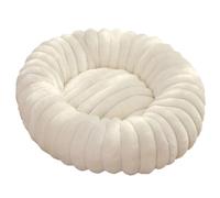 Yuly Lit Donut pour Chiens et Chats, Panier pour Chien Lavable et Antidérapant, Canapé Chat Anti Stress Apaisant en Peluche Doux, pour Chien Petit Moyen Grande Taille (Blanc,60cm/23.6in)
