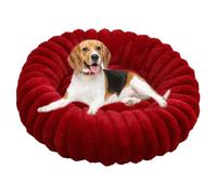 Yuly Panier Moelleux pour Chien, Lit Lavable en Fausse Fourrure pour Animaux, Antidérapant Coussin Anti-anxiété pour Petit Moyen Grands Chiens et Chats, Doux et Chaud (Rouge,40cm/15.7in)