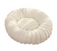Yuly Panier pour Chien et Chat Peluche Doux, Lit Ronde en Forme de Beignet, Canapé, Antidérapant Coussin Anti-anxiété pour Petit Moyen Grande Chiens et Chats (Blanc,70cm/27.6in)