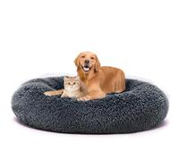Yuly Panier pour Chien Grande Taille, Ø60/80/90/100/120/130/150 cm, Lit Donut Chat Antidérapant et Lavable, Coussin Doux pour Petit Moyen Grande Chiens et Chats (L 130 x l 130 x H 20 cm,Gris foncé)