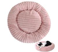Yuly Panier pour Chien, Lit Ronde en Forme de Beignet, Tissu Peluche Doux, Coussin Chiens Lavable, Antidérapant Canapé Anti-anxiété pour Petit Moyen Grande Chiens et Chats (Rose,100cm/39.4in)