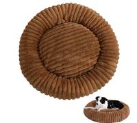 Yuly Panier pour Chien, Lit Ronde en Forme de Beignet, Tissu Peluche Doux, Coussin Chiens Lavable, Antidérapant Canapé Anti-anxiété pour Petit Moyen Grande Chiens et Chats (Café,70cm/27.6in)