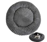 Yuly Panier pour Chien, Lit Ronde en Forme de Beignet, Tissu Peluche Doux, Coussin Chiens Lavable, Antidérapant Canapé Anti-anxiété pour Petit Moyen Grande Chiens et Chats (Gris foncé,60cm/23.6in)