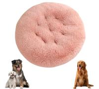 Yuly Panier pour Chien Moelleux, Coussin Rond Chiens Lavable et Antidérapant, Tapis Matelas Lit Confortable pour Animaux Petit Moyens/Grands, Tissu Peluche Doux (Rose,L 60 x l 60 x H 10cm)
