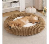 Yuly Panier pour Chien Orthopedique, Lit Rond Moelleux pour Petits et Grands Animaux Domestiques, Coussin, Rembourrage Doux, Bords Surélevés, Antidérapant et Lavable (Kaki,70cm/27.6in)