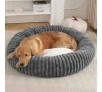 Yuly Panier pour Chien Orthopedique, Lit Rond Moelleux pour Petits et Grands Animaux Domestiques, Coussin, Rembourrage Doux, Bords Surélevés, Antidérapant et Lavable (Gris foncé,100cm/39.4in)