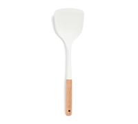Yum Asia Spatule plate de qualité supérieure avec manche en bois de hêtre et silicone de qualité supérieure (blanc glacier, spatule plate)