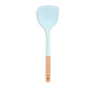 Yum Asia Spatule plate de qualité supérieure avec manche en bois de hêtre et silicone de qualité supérieure (bleu ciel, spatule plate)