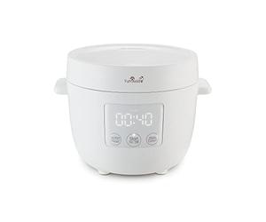 Yum Asia Tsuki Mini cuiseur à riz avec bol en céramique Shinsei (2,5 tasses, 0,45 litre) 5 fonctions de cuisson du riz, 2 fonctions multicuiseur, affichage LED caché, 220-240V (Pebble White)