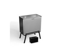 Klarstein Yuma Poubelle 40 L incl.un bac à compost avec pieds de filtre à odeurs Poubelle de tri Argent