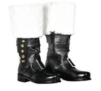 YUMALI Bottes De Neige De Noël Avec Clochette Métallique Bottes De Chevalier En Cuir Avec Bouche De Chaussure En Peluche Renaissance Pour Cosplay Père Noël (43,Black)