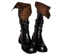 YUMALI Bottes De Pirate Unisexe, Chaussures De Viking En Cuir De La Renaissance Pour Halloween Carnaval Noël (41,Black)
