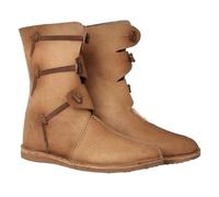 YUMALI Bottes Viking Bottes De Chevalier Médiévales En Cuir PU Renaissance Chaussures à Fond Plat Pour Cosplay (44,Brown)