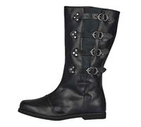 YUMALI Chaussures Médiévales Avec Boucle Latérale, Viking Retro Bottes De Chevalier En Cuir Pour Hommes Femmes Cosplay Theme (39,Black)