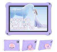 YUMBOT Tablette Enfants 10,1 Pouces avec WiFi Android 13,8Go RAM 128Go ROM Contrôle Parental 6000mAh Educative HD1280X800 avec Google Play Tablette Tactile 2 3 4 5 6 7 8ans,Cas en EVA,Violet