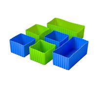 Yumbox Accessoires pour boîte à bento en silicone - Lot de 6 mini cubes multicolores (4) et rectangles (2) en bleu et vert - Parfait pour les portions de déjeuner et les moules à pâtisserie