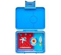 yumbox Boîte à goûter bleue surf avec plateau fusée - Bento à 3 compartiments - 17 x 13 x 4 cm | Convient aux enfants | Snacks sains | Sans BPA et facile à nettoyer
