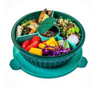 Yumbox Saladier poke avec couvercle étanche, construction durable en plastique, séparateur amovible 4 parties, tasse à tremper, 4,2 tasses (vert kale)