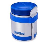 Yumbox Zuppa - Bocal alimentaire thermique à large ouverture avec bande à ustensiles - Triple isolation en acier inoxydable - Reste chaud 6 heures ou froid pendant 12 heures - Anti-fuite (bleu