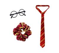 yumcute Accessoires de costume magique pour enfants et adultes, bandeau à rayures rouges et jaunes, cravate et lunettes rondes, accessoires de costume de fête d'Halloween Mardi Gras