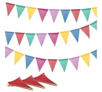 Yumcute Guirlande Fanions Drapeaux, 12M 60PCS Drapeaux Triangle Bannière Vintage en Lin Pastel Multicolore pour Mariage, Chambre d'enfant, Anniversaire, Noël Fête