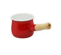 YumCute Home émail Casserole à Lait, Beurre de Mini Warmer 10 cm en émail Casserole Cuisine Poêle avec poignée en Bois, Taille Parfaite pour Chauffage Petit Liquide portions. Rouge…