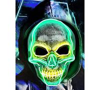 yumcute Masque LED Halloween, 3 Modes de Clignotements Masques Lumineux Cosplay Purge, D'halloween Effrayant pour Adultes Costumes FêTe Carnaval, 24 cm × 17 6