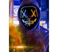 yumcute Masque LED Halloween, 3 Modes de Clignotements Masques Lumineux Halloween, Cosplay Masque De Purge, Masque D'halloween Effrayant pour Adultes De Costumes de FêTe de Carnaval