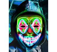 yumcute Masque LED Halloween, 3 Modes de Clignotements Masques Lumineux Halloween, Cosplay Masque De Purge, Masque D'halloween Effrayant pour Adultes De Costumes de FêTe de Carnaval