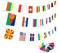 Yumcute Olympiques Drapeaux du Monde, 100 Pays Drapeau Olympique, Drapeau Européen, Fanion Internationaux Bruant Suspendus Décorations pour Bar,Clubs Sportifs, D'extérieur, 30M