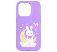 Yume Kawaii Fashion Big Bunny on The Moon Vêtements Coque pour iPhone 15 Pro