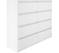 YUMEBLY | Commode 8 tiroirs 120x97x40 cm Armoire pour vêtements, documents, petits objets pour chambre, salon et bureau |Blanc